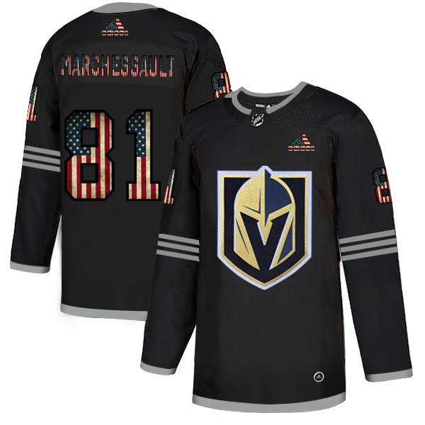 Vegas Golden Knights 81 Jonathan Marchessault Adidas Men Black USA Flag Limited NHL Jersey